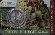 BELGIUM: 2 Euro (2019) in bi-metal, commemorating the 450th Anniversary of the deat of Pieter Bruegel the Elder. Portrait of artist Pieter Bruegel on ...