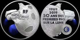 FRANCE: 10 Euro (2019) in silver (0,950) commemorating 50 years since the first step on Moon. Accompanied by its official case and CoA with no "0745"....