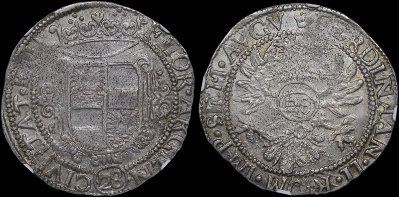 GERMAN STATES / EMDEN: 28 Stuber (ND 1624-37) in silver. Crowned arms with modif...