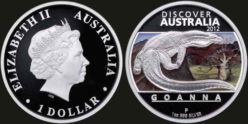 AUSTRALIA: 1 Dollar (2012 P) in silver (0,999). Head of Queen Elizabeth II with ...