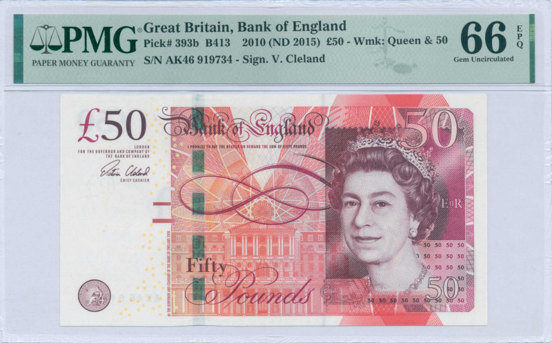 GREAT BRITAIN: 50 Pounds (ND 2015) in red-brown. Queen Elizabeth II at right on ...