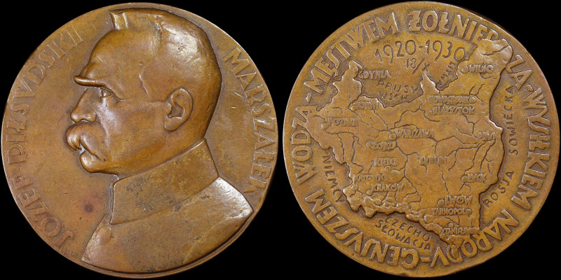 POLAND: Bronze commemorative medal (1930) for the 10th anniversary of the Polish...