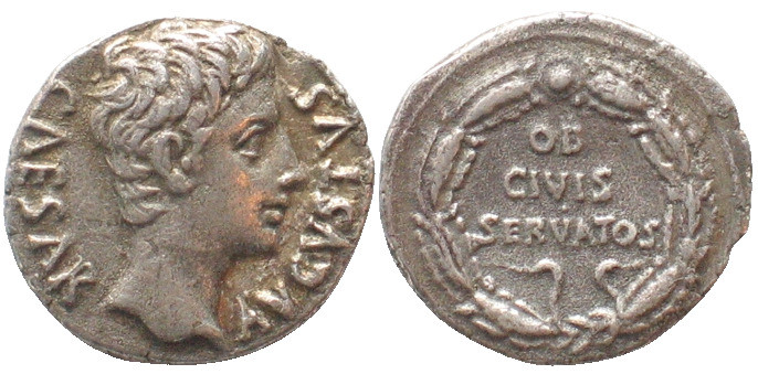 AUGUSTUS. AR Denarius, 19 BC, Mint: Colonia Patricia, Spain. AU! BMC 378, Coh. 2...