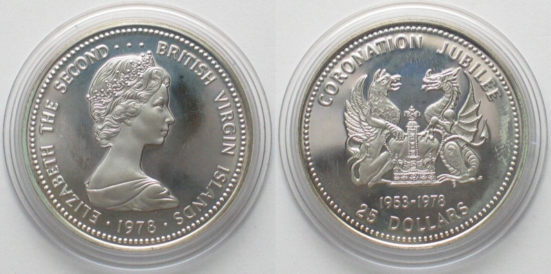 BRITISH VIRGIN ISLANDS 25 Dollars 1978 Silver Jubilee ELIZABETH II silver Proof,...