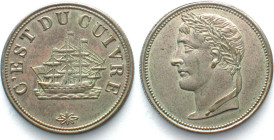 CANADA. Halfpenny Borderline Token c.1830, C'EST DU CUIVRE, Napoleon head, AU!