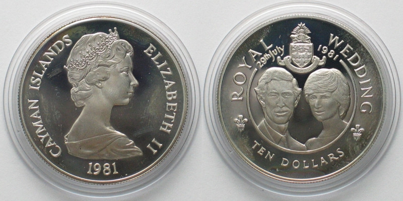 CAYMAN ISLANDS 10 Dollars 1981 Royal Wedding silver Proof. Weight: 28.28 g (0.92...