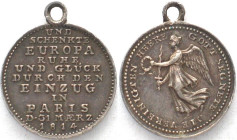 EINZUG IN PARIS 1814. Siegespfennig v. LOOS, Silber, 15mm