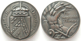 ALSACE-LORRAINE. Medal ND (about 1900) for 25 years of service, silver, 40mm, rare! UNC