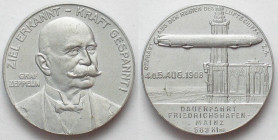 GRAF ZEPPELIN 1908 FLIGHT FRIEDRICHSHAFEN - MAINZ. Alu by Werbstein, 33mm, UNC-