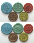 CASINO BADEN-BADEN. Gaming tokens 1933, 2nd series 2,10,20,50,100 Mark, AU