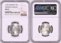 Germany THIRD REICH 2 Mark 1934 F SCHILLER silver NGC MS 63