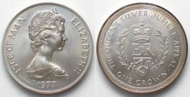 ISLE OF MAN. Crown 1977 Queen ELISABETH II Silver Jubilee silver BU