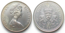 ISLE OF MAN. Crown 1977, Queen's Silver Jubilee Appeal, Elizabeth II, silver, BU