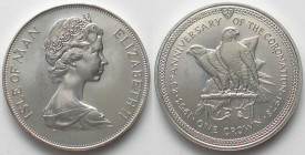 ISLE OF MAN. 1 Crown 1978 25th ANN. of CORONATION two hawks silver BU