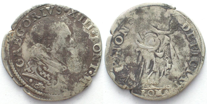 PAPAL STATES. Testone ND, Gregory XIII 1572-1585, Rome mint, silver, VF-, very r...