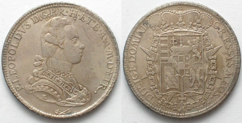 TUSCANY. Francescone of 10 Paoli 1777, Pisa, Pietro Leopoldo, silver, AU!, C# 24...