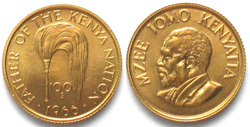 KENYA 100 Shillings 1966, 75th Ann. Birth of President Jomo Kenyatta, gold, KM# ...