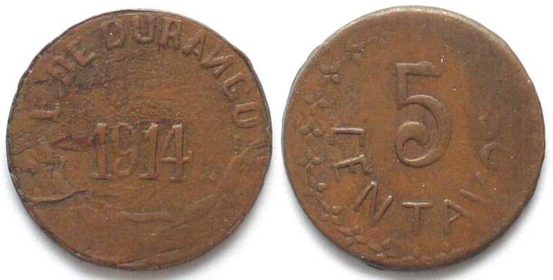 MEXICO. Revolutionary, Durango, 5 Centavos 1914, copper, VF+, very rare! KM # 63...