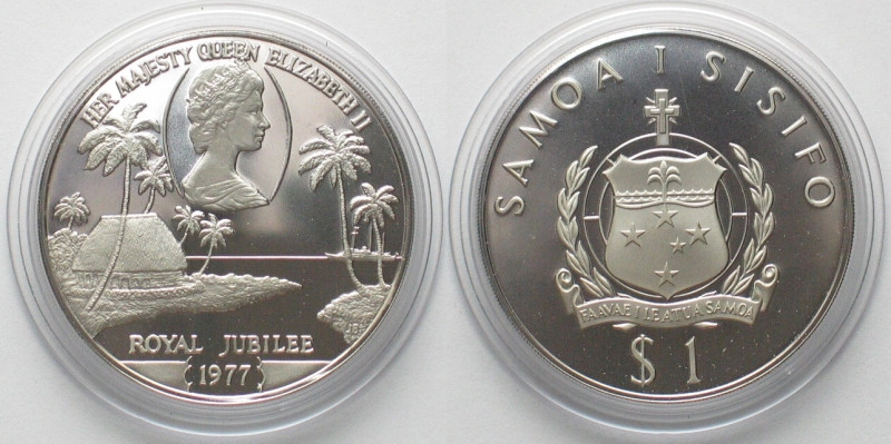 SAMOA 1 Tala 1977 Queen ELISABETH II Silver Jubilee silver Proof! , KM# 24a, Wei...