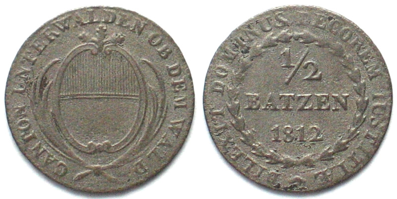 OBWALDEN. 1/2 Batzen 1812, Billon, f.vz(XF-), HMZ 2-744a