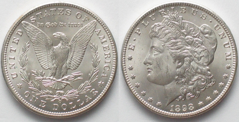 US 1898-O New Orleans Morgan Dollar SATIN SURFACE silver BU!!! , KM 110
ATTENTIO...