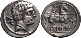 Celtic: Hispania, Bolscan-Osca 150-100 BC Silver Denarius Good Very Fine; a bright, lustrous example, with an attractive rev