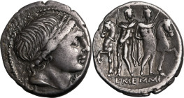 Roman Republic & Imperatorial L. Memmius 109-108 BC Silver Denarius About Good Very Fine; attractive, deep cabinet tone