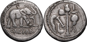 Roman Republic & Imperatorial Julius Caesar 49-48 BC Silver Denarius Very Fine; well-centred on the flan