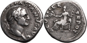 Roman Empire Vespasian AD 70 Silver Denarius Very Fine; boasting a lovely old cabinet tone