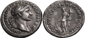 Roman Empire Trajan AD 103-111 Silver Denarius Good Very Fine; boasting a splendid old cabinet tone