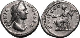 Roman Empire Sabina (wife of Hadrian) AD 133-135 Silver Denarius About Good Very Fine