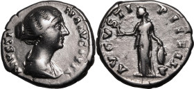 Roman Empire Faustina II (daughter of Antoninus Pius) AD 154-157 Silver Denarius About Good Very Fine; bright metal