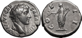Roman Empire Marcus Aurelius (Caesar) AD 145-160 Silver Denarius About Good Very Fine