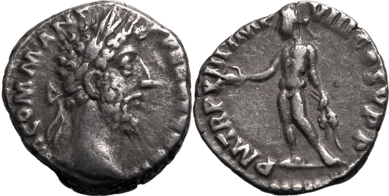 ROMAN EMPIRE. Commodus. 
Silver denarius, AD 187-188. Rome. 
Obv: M COMM ANT P...