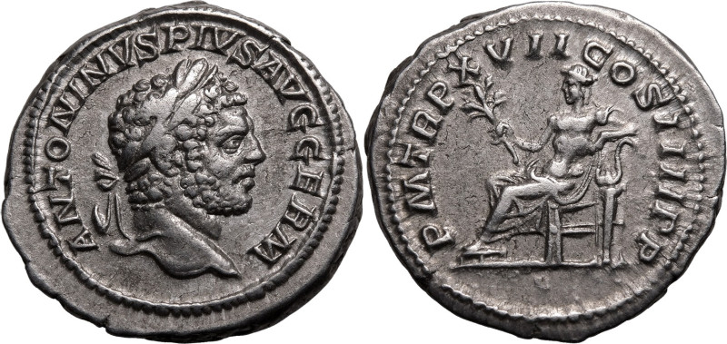 ROMAN EMPIRE. Caracalla. 
Silver denarius, AD 214. 
Obv: ANTONINVS PIVS AVG GE...