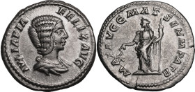Roman Empire Julia Domna (mother of Caracalla) AD 211 Silver Denarius Extremely Fine; minor flan crack, subtle underlying lustre