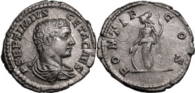 Roman Empire Geta (Caesar) AD 203-208 Silver Denarius Good Very Fine