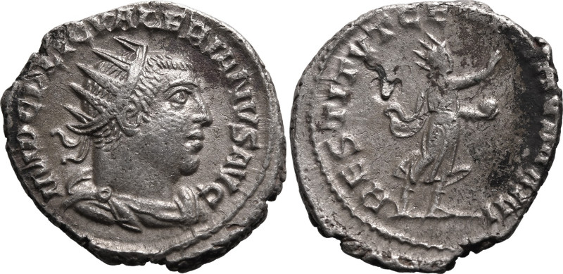 ROMAN EMPIRE. Valerian I. 
Silver antoninianus, AD 253-254. Antioch. 
Obv: IMP...