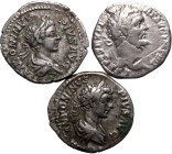 Roman Empire Severan Dynasty (Septimius Severus-Caracalla) AD 193-211 Silver 3 x Denarii About Very Fine/Very Fine