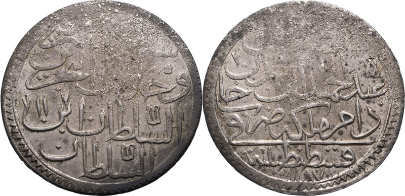 ISLAMIC. OTTOMAN EMPIRE. Abdulhamid I. 
Billon double zolota, AH 1187 = AD 1785...