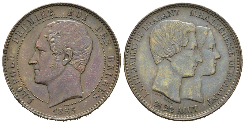 BELGIO. Medallic Issues. 10 Centimes 1853. Cu. KM#M5. SPL