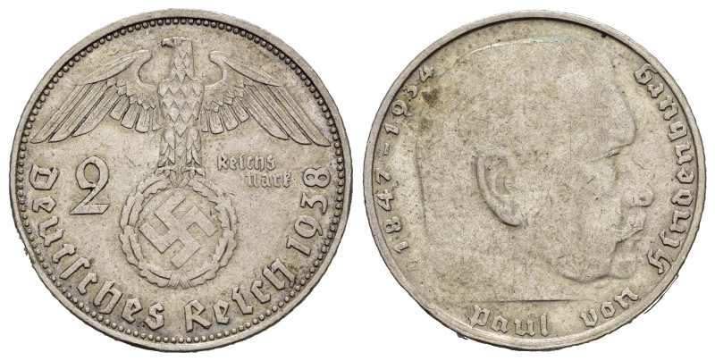 GERMANIA. Terzo Reich. 2 Reichsmark 1938 E. Ag. BB