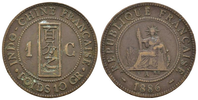 INDOCINA FRANCESE. 1 cent 1886. Cu. qBB