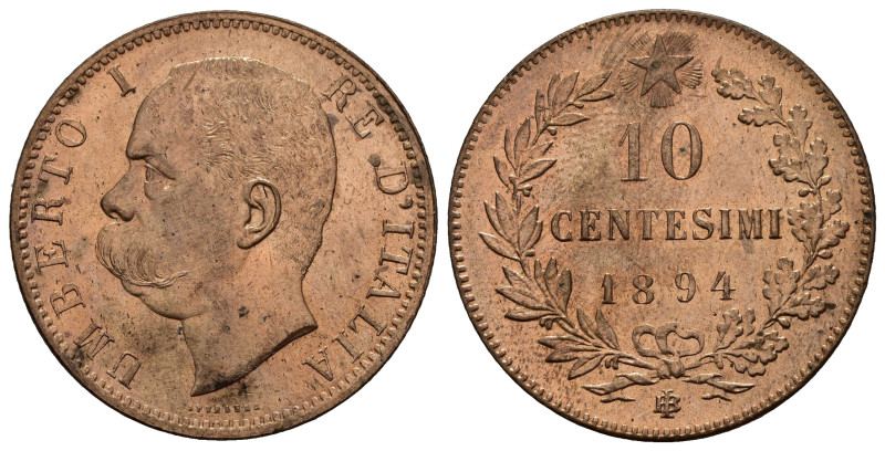 Regno d'Italia. Umberto I (1878-1900). 10 centesimi 1894 Bi (Birmingham) in alta...