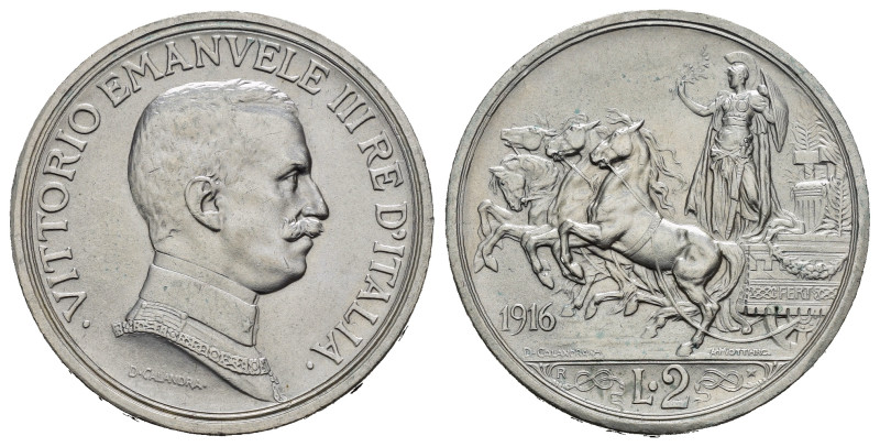 Regno d'Italia. Vittorio Emanuele III (1900-1943). 2 Lire 1916 "Quadriga Briosa"...