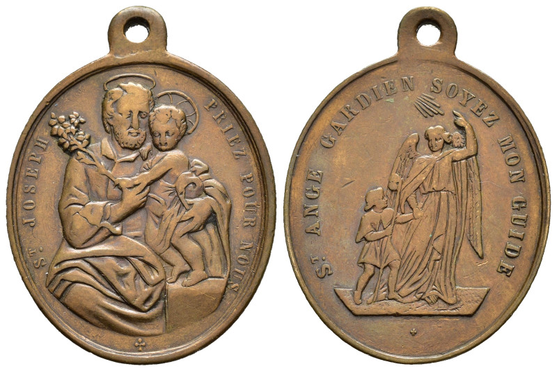 MEDAGLIE RELIGIOSE. Francia Medaglia 1830 con San Giuseppe, Bambinello e Saint A...