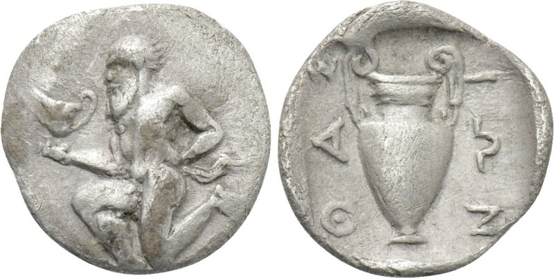 THRACE. Thasos. Trihemiobol (Circa 412-404 BC). 

Obv: Silenos kneeling left, ...