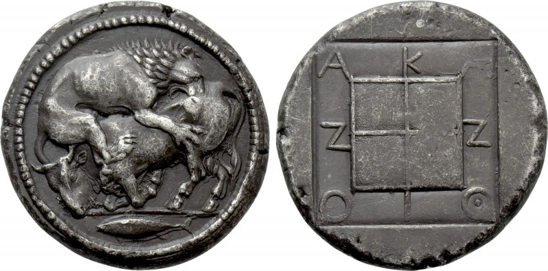 MACEDON. Akanthos. Tetradrachm (Circa 470-430 BC).

Obv: Lion right, attacking...