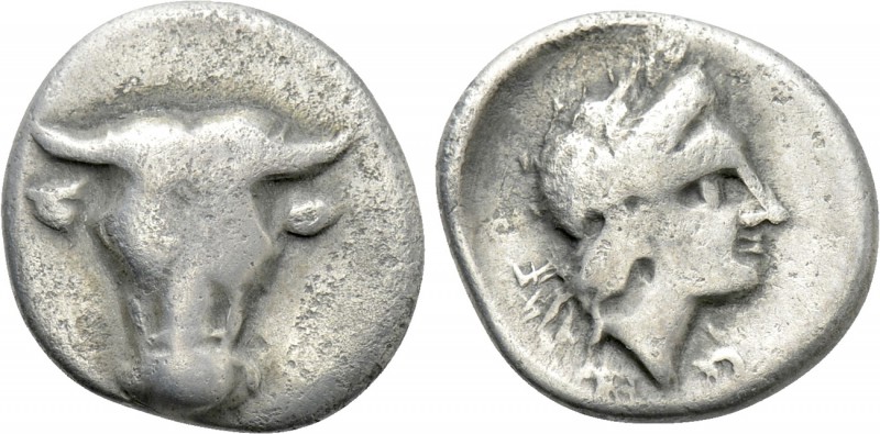PHOKIS. Federal Coinage. Triobol (Circa 347-346 BC). 

Obv: Facing head of bul...