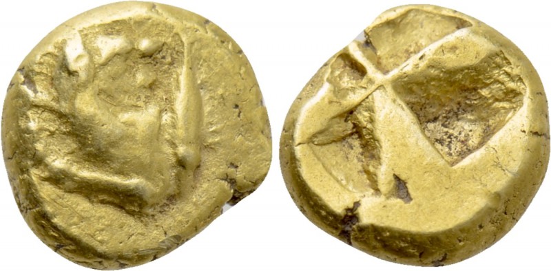 MYSIA. Kyzikos. EL Hemihekte (Circa 550-450 BC). 

Obv: Forepart of lion left,...